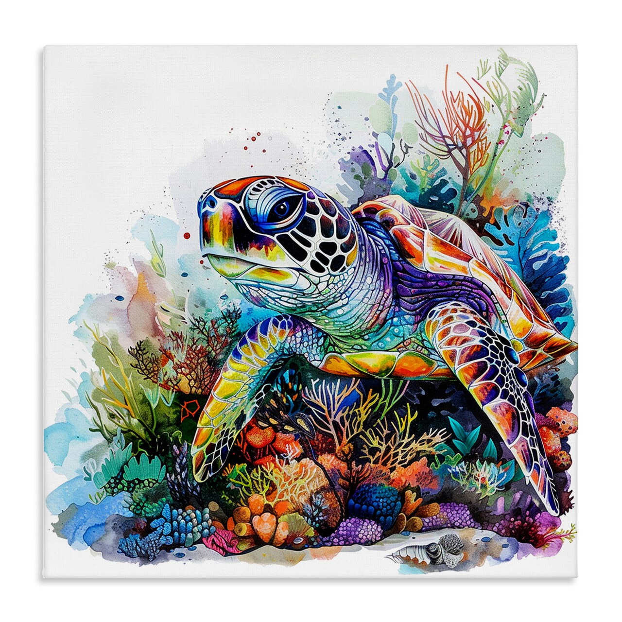 Stupell Industries Aquatic Sea Turtle Canvas Wall Art Design by LSR Design Studio